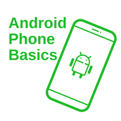 Android Phone Basics and line drawing of mobile phone