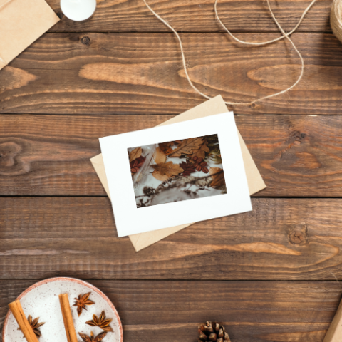 Fall Card on a wooden back drop