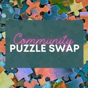 puzzle piece background and "Community Puzzle Swap"