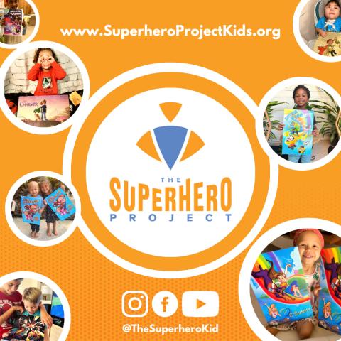 Superhero Project logo and children holding their Power Posters