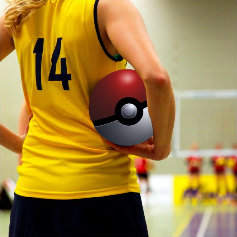 Athlete holding a pokeball