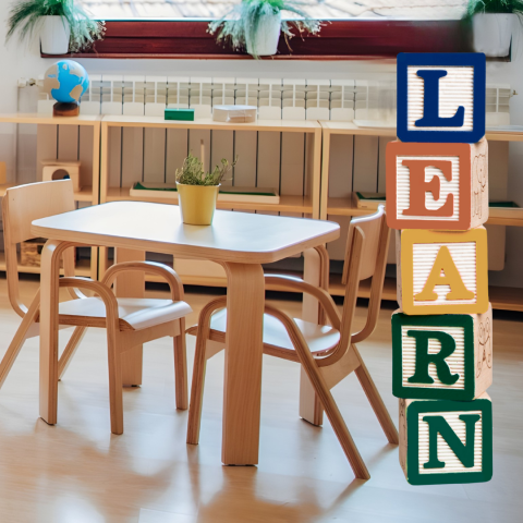 ABC blocks spelling LEARN