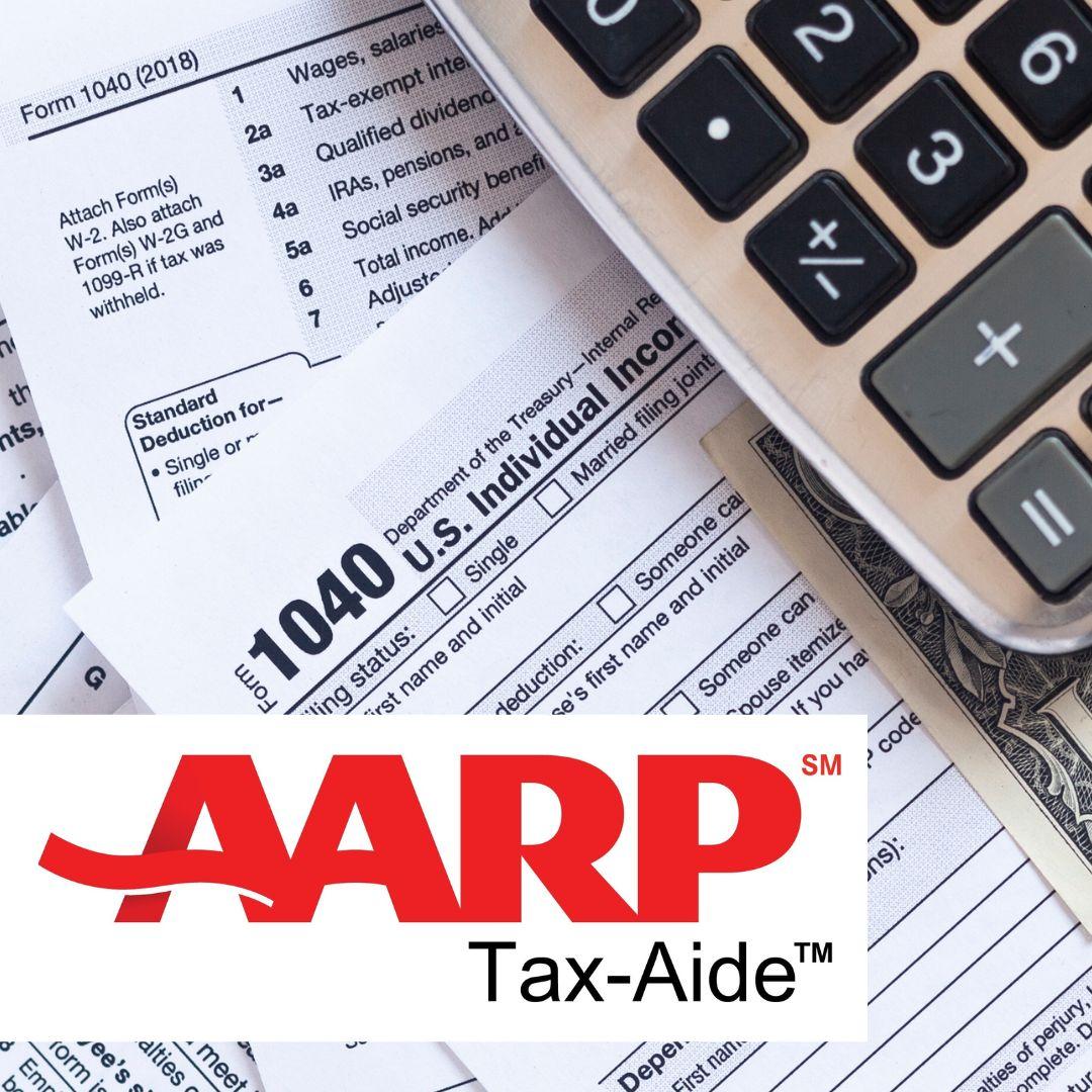 U.S. tax forms, calculator, AARP logo