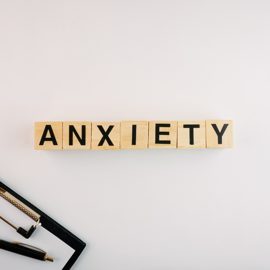 The word anxiety in Scrabble tiles